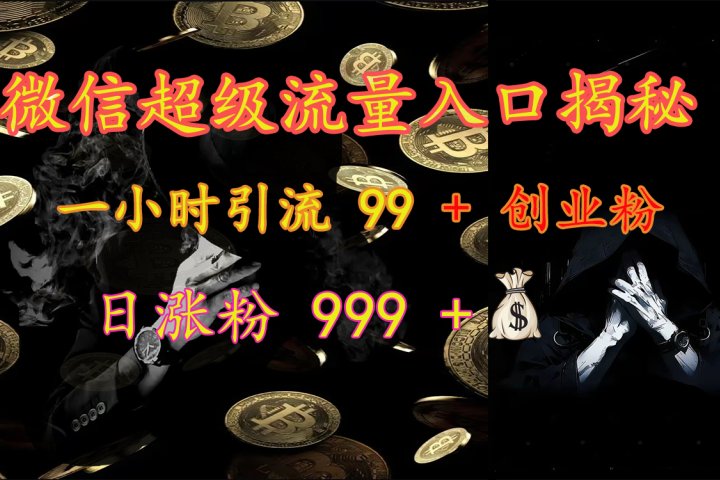 微信超级流量入口揭秘：一小时引流 99 + 创业粉，日涨粉 999 +【揭秘】富创吧-网创项目资源站-副业项目-创业项目-搞钱项目富创吧