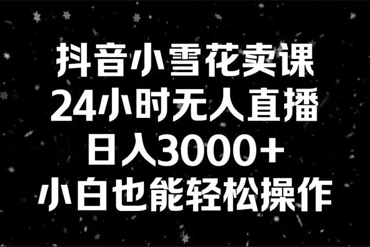 抖音小雪花卖课，24小时无人直播，日入3000+,小白也能轻松操作富创吧-网创项目资源站-副业项目-创业项目-搞钱项目富创吧