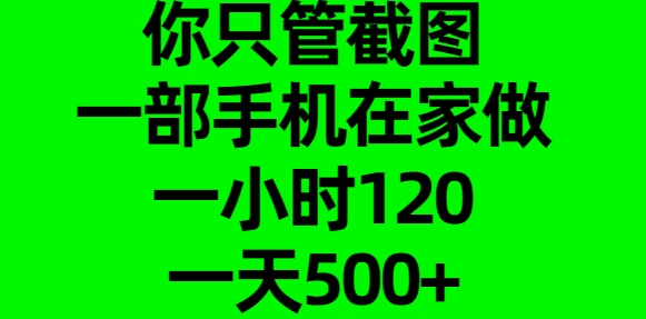 你只管截图，一部手机在家做，一小时120，一天500+富创吧-网创项目资源站-副业项目-创业项目-搞钱项目富创吧