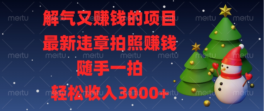 解气又赚钱的项目，最新违章拍照赚钱，随手一拍，轻松收入3000+富创吧-网创项目资源站-副业项目-创业项目-搞钱项目富创吧