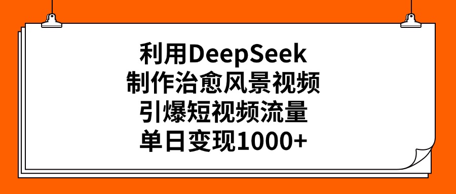 利用DeepSeek制作治愈风景视频，引爆短视频流量，单日变现1000+富创吧-网创项目资源站-副业项目-创业项目-搞钱项目富创吧