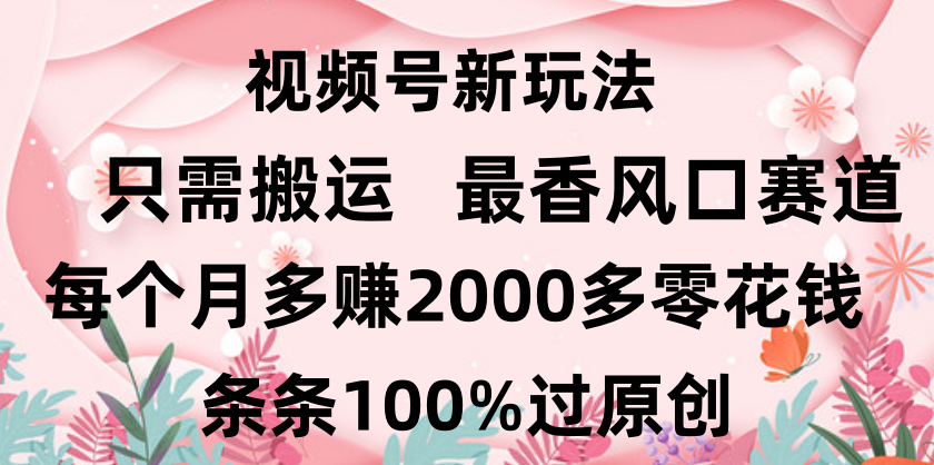 日入2000+，条条100%过原创，视频号最香风口赛道，小白轻松上手富创吧-网创项目资源站-副业项目-创业项目-搞钱项目富创吧