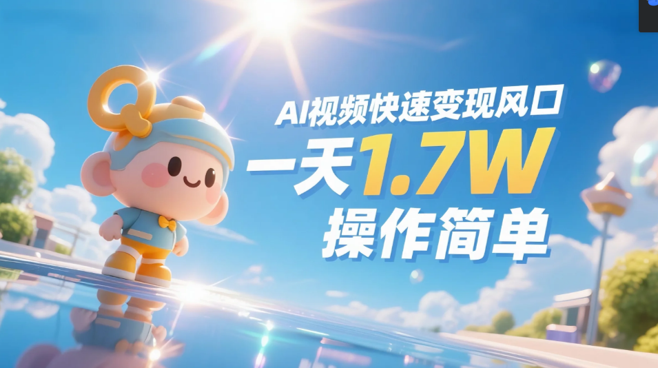 《Ai视频变现风口，一天1.7W，收入无上限，操作简单》富创吧-网创项目资源站-副业项目-创业项目-搞钱项目富创吧