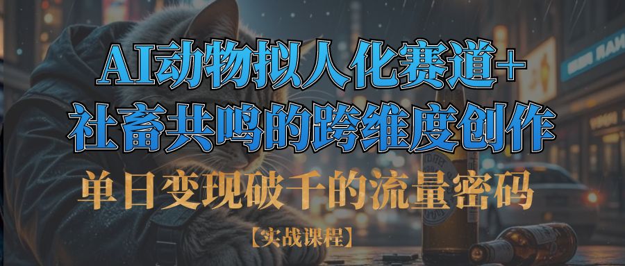 单日变现破千的流量密码,AI动物拟人化赛道+社畜共鸣的跨维度创作富创吧-网创项目资源站-副业项目-创业项目-搞钱项目富创吧